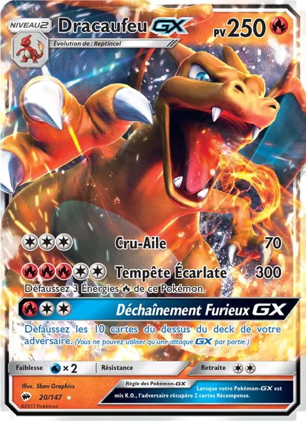 Carte Pokémon GX : Dracaufeu GX d'Ombres Ardentes