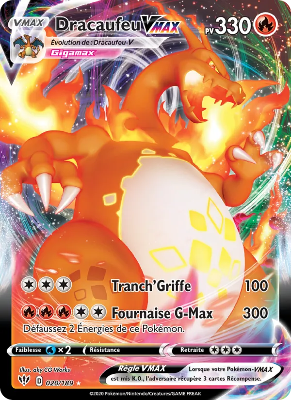 Carte Pokémon VMAX : Dracaufeu VMAX de Ténèbres Embrasées