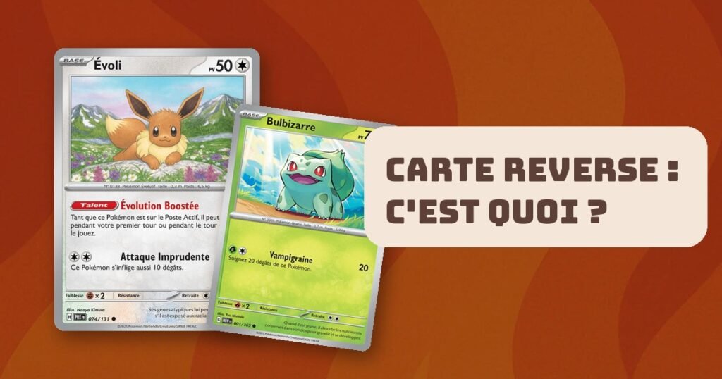 Carte reverse Pokémon : cartes Évoli et Bulbizarre